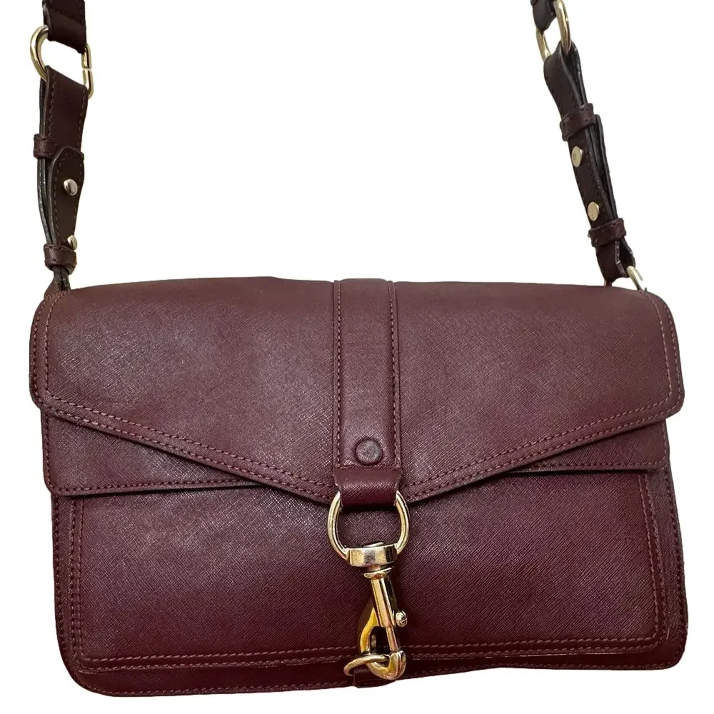 Rebecca Minkoff Hudson Moto Burgundy Leather Crossbody Bag